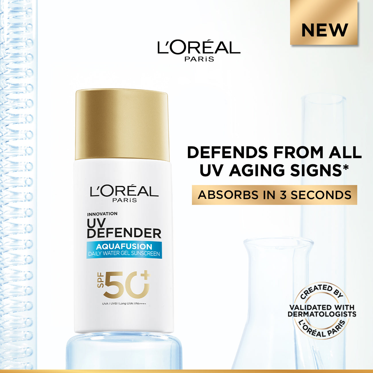 UV Defender, Aquafusion Daily Water Gel Sunscreen, SPF50+ PA++++