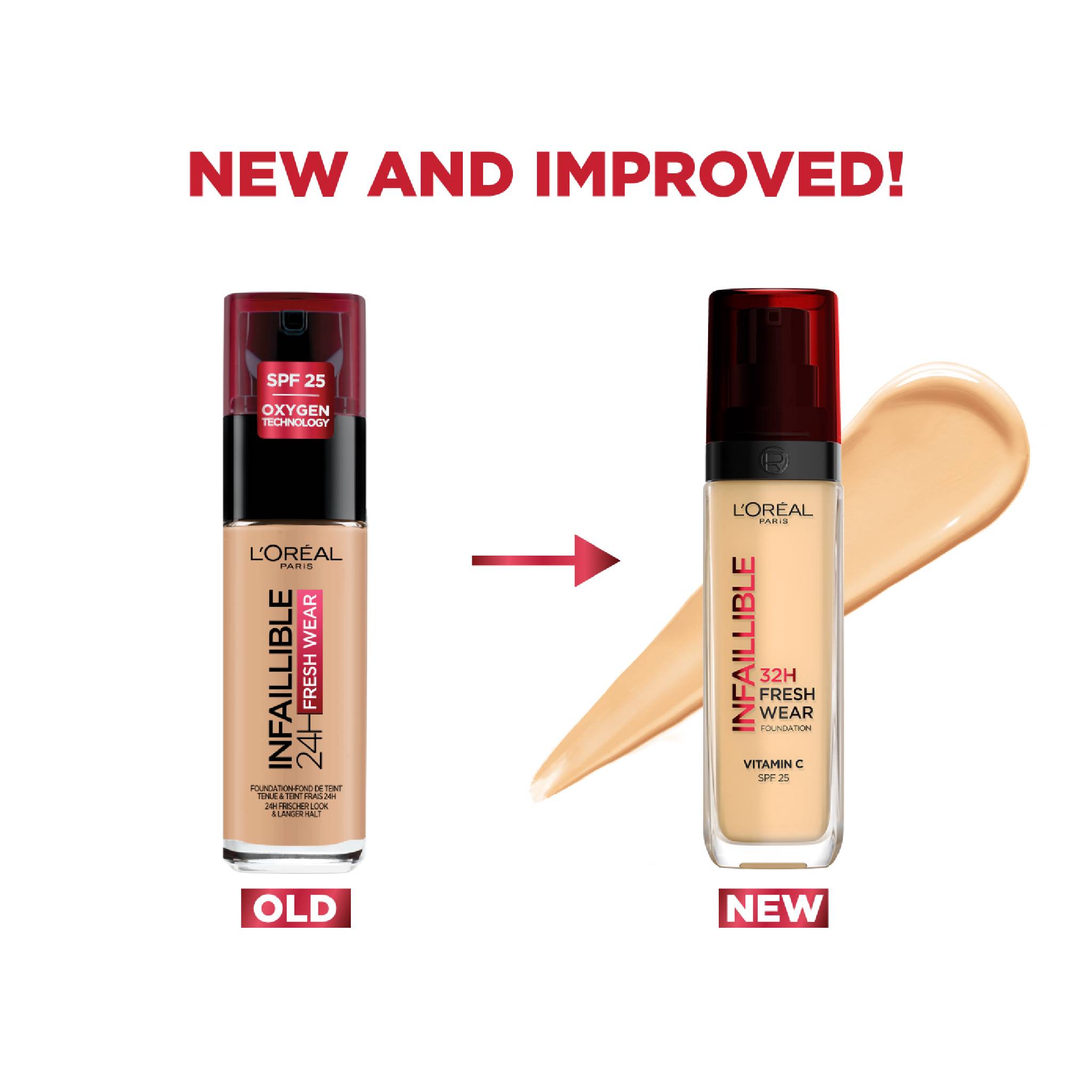 Makeup Infaillible 32H Freshwear Longwear Liquid Foundation, Vitamin C, SPF25