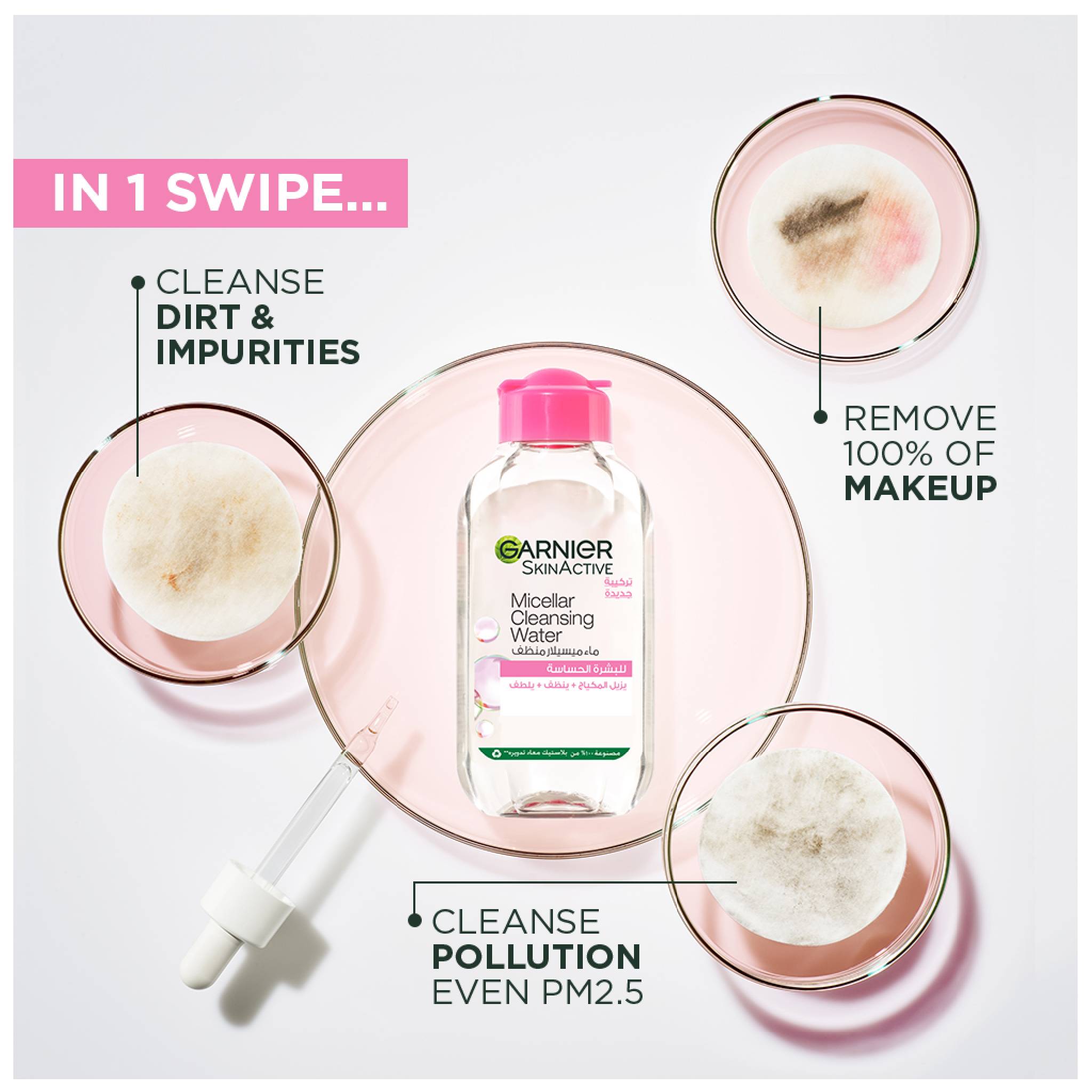Micellar Water Facial Cleanser and Makeup Remover Pink for Sensitive Skin