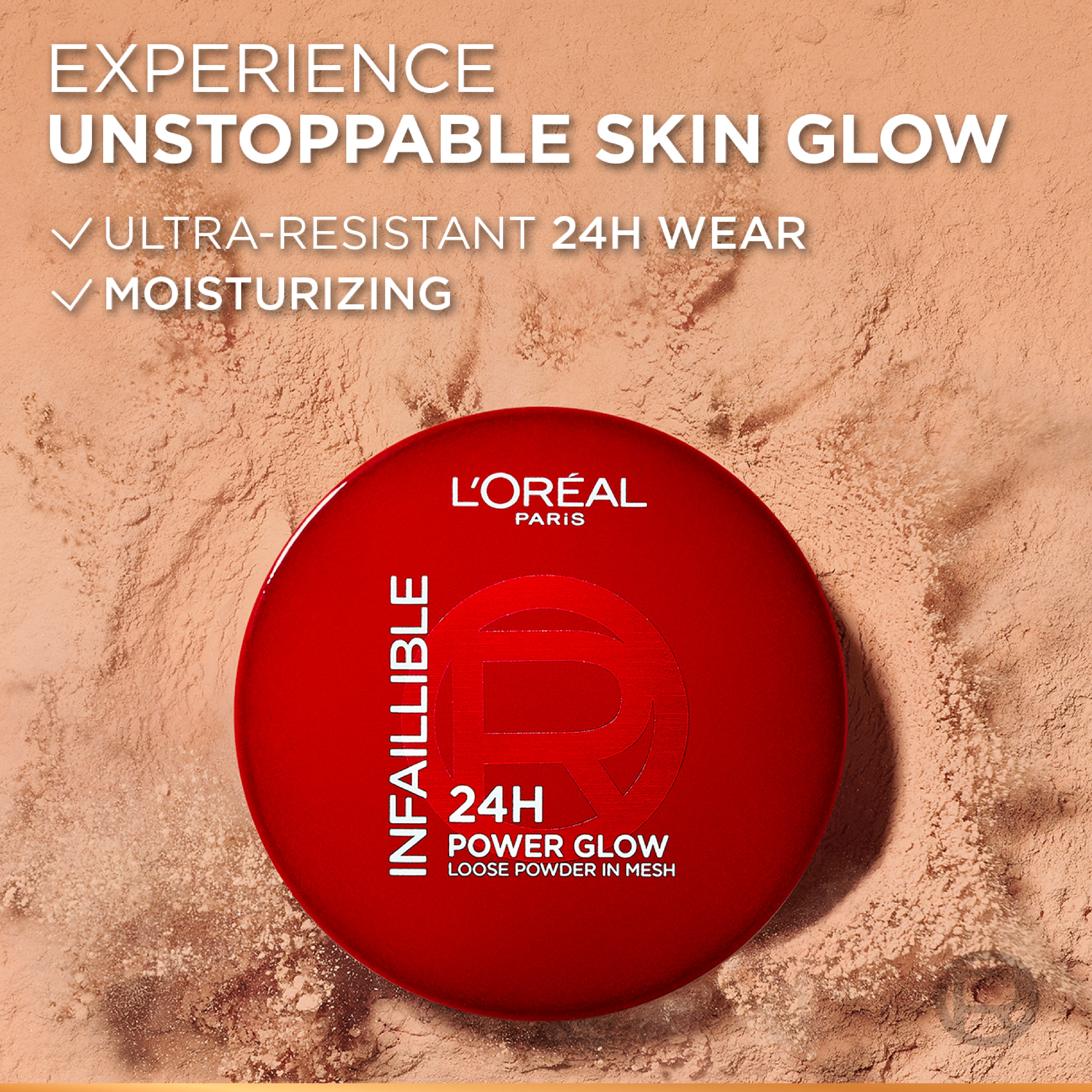 Infaillible 24H Power Glow Loose Powder in Mesh, Pore Blurring, Radiant Glow, and Hydrating Formula