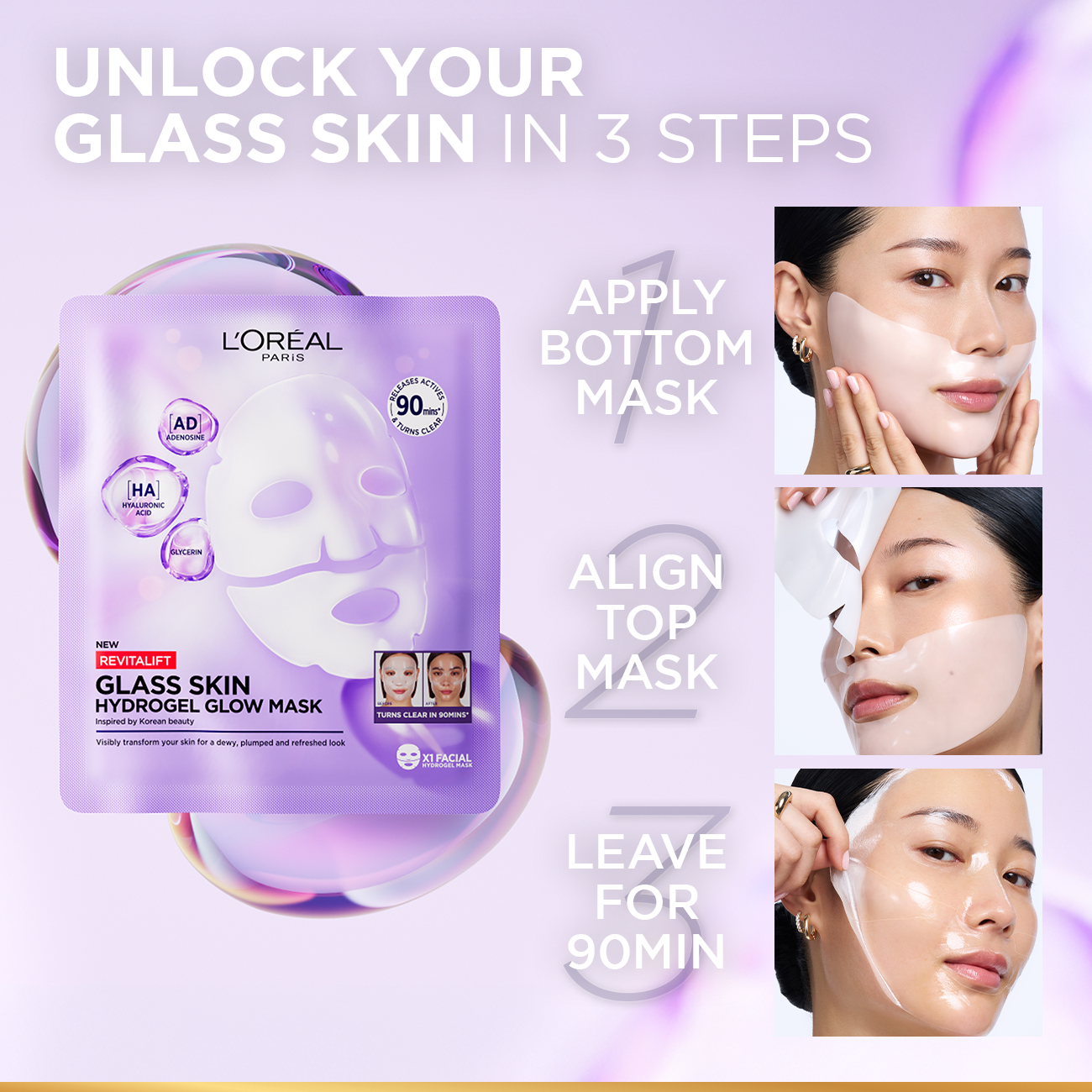 Revitalift Glass Skin Hydrogel Glow Mask