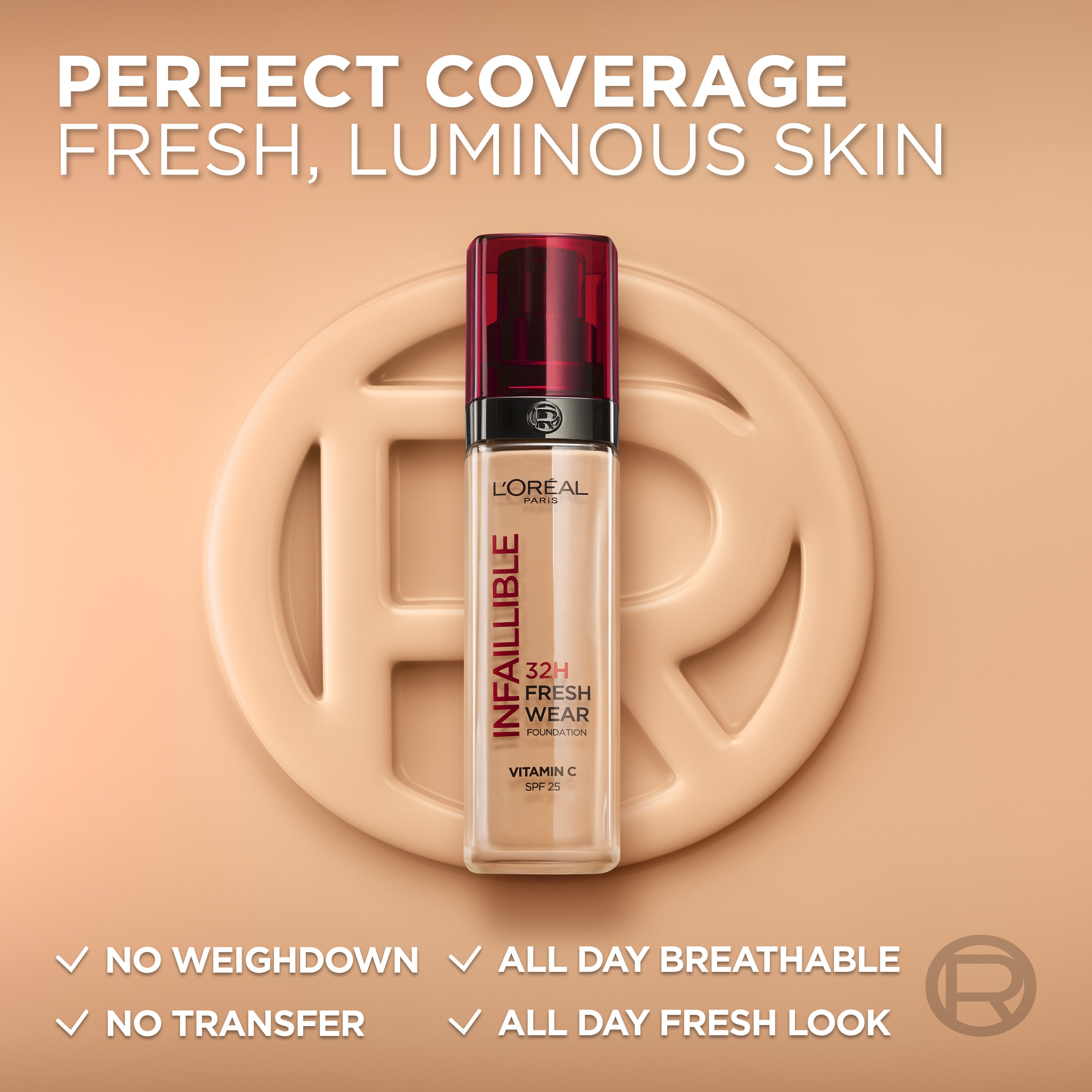 Makeup Infaillible 32H Freshwear Longwear Liquid Foundation, Vitamin C, SPF25
