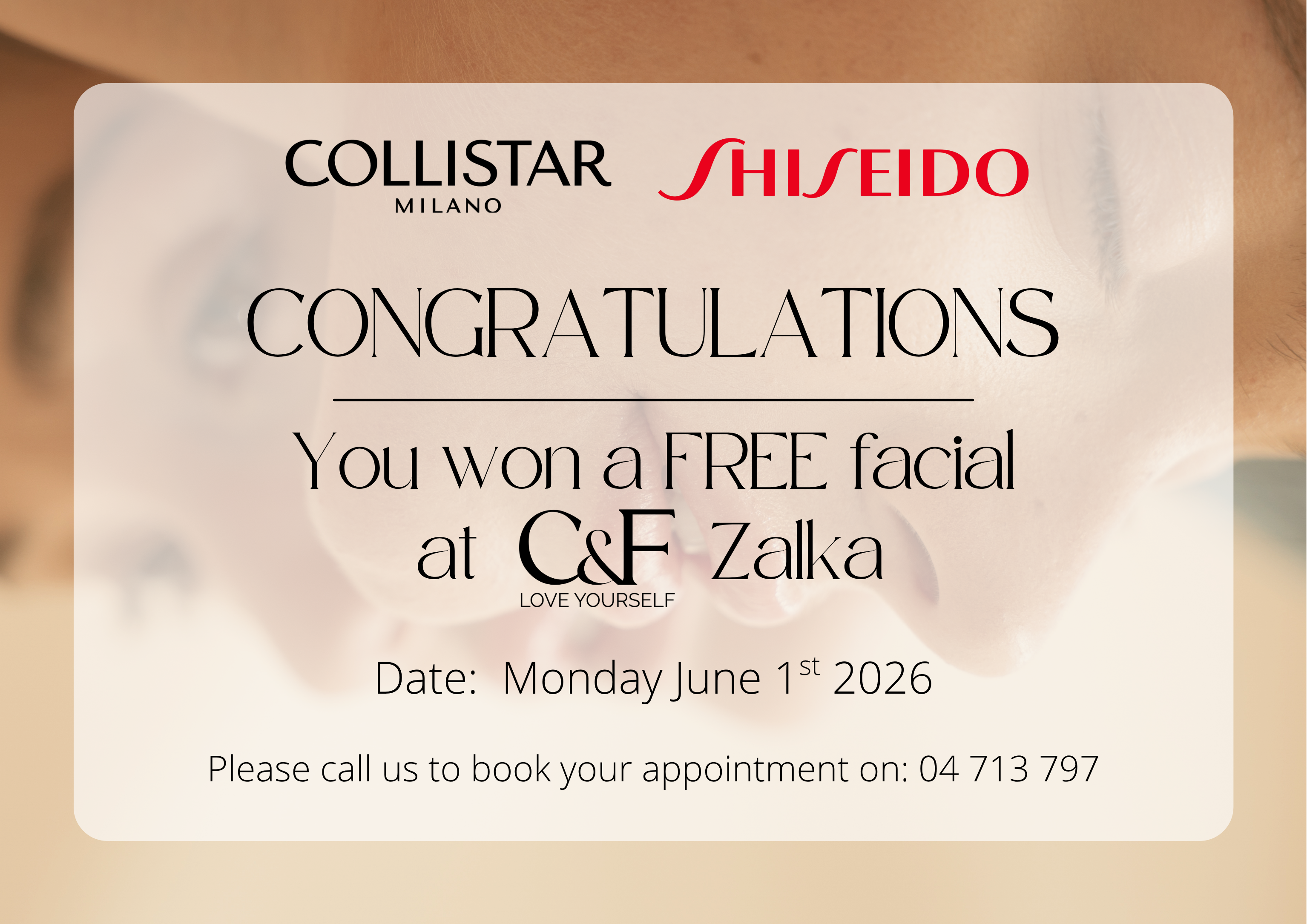 » Shiseido / Collistar Free Facial (100% off)