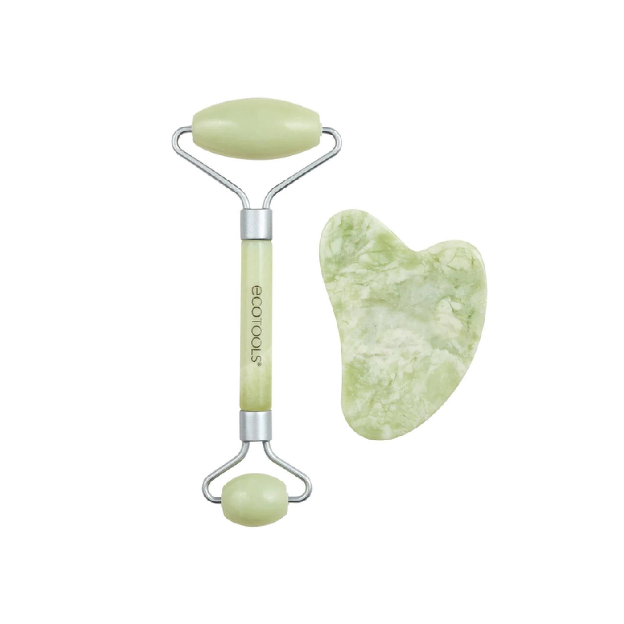 Jade Facial Roller and Gua Sha Stone Duo