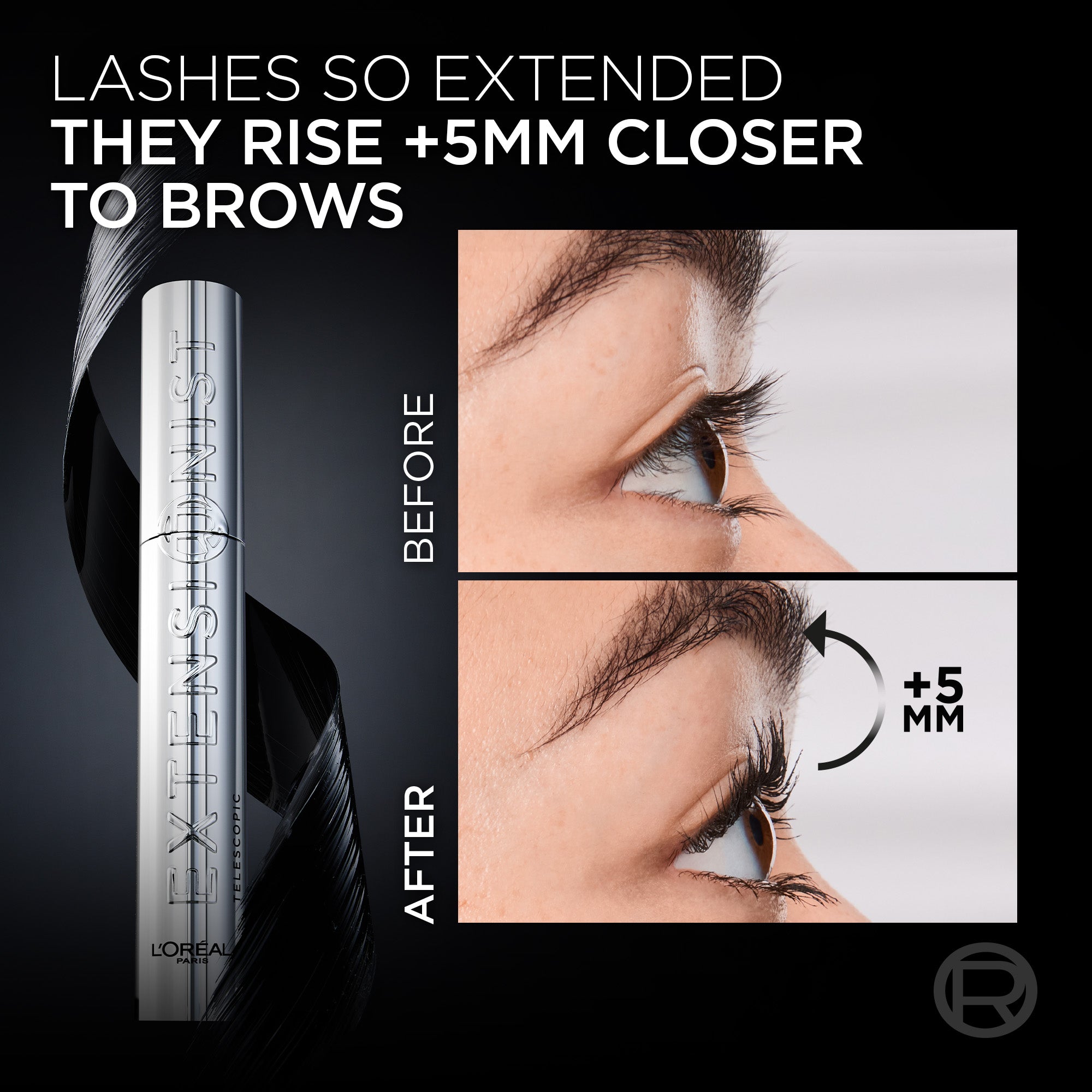 L’Oréal Paris Telescopic Extensionist Mascara for 24H Long-Lasting Curl, Volume, and Exceptional Lengthening Eyelashes with Eyelash-Extension Effect