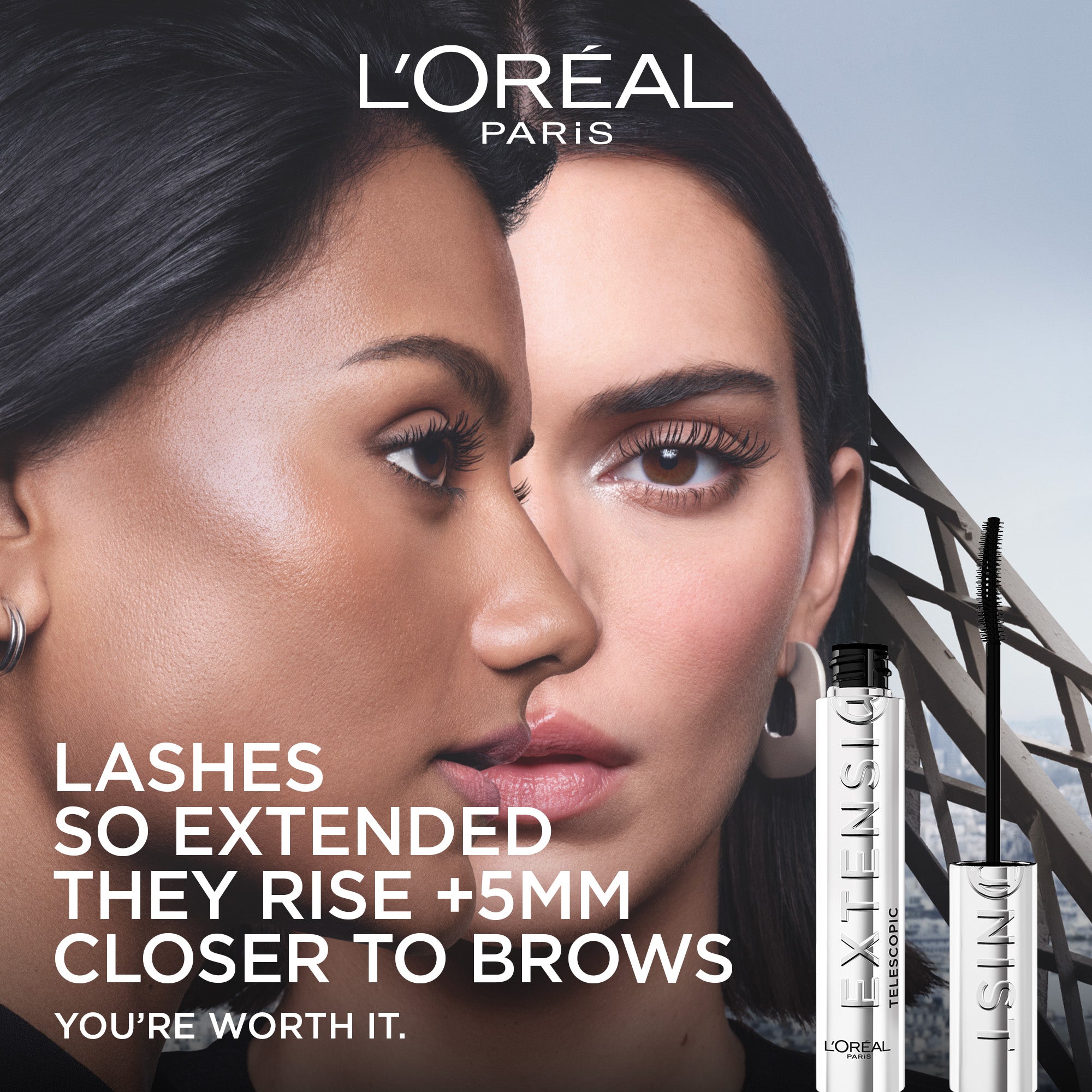 L’Oréal Paris Telescopic Extensionist Mascara for 24H Long-Lasting Curl, Volume, and Exceptional Lengthening Eyelashes with Eyelash-Extension Effect