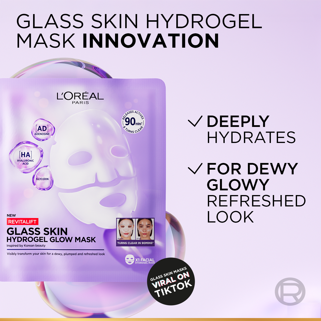 Revitalift Glass Skin Hydrogel Glow Mask