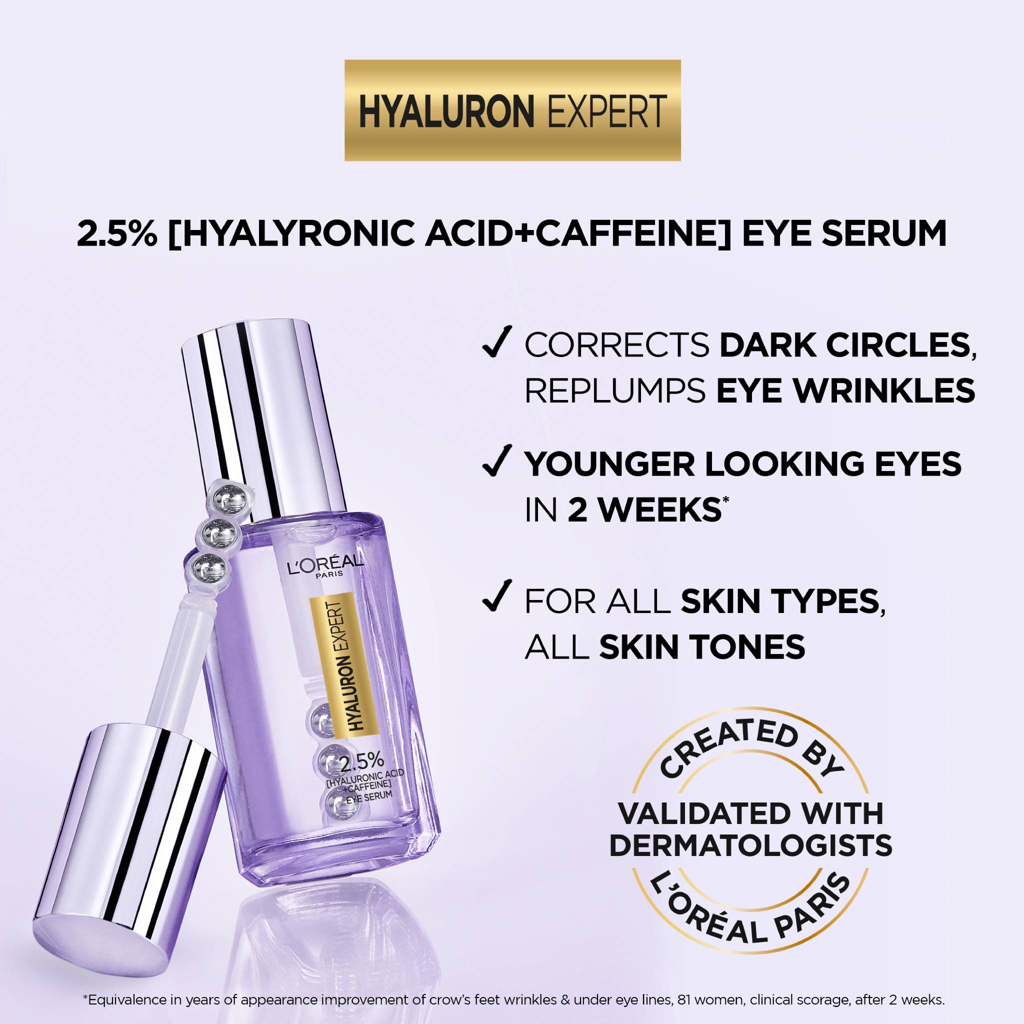 Hyaluron Expert Moisturiser and Anti-Aging Eye Serum with 2.5% Hyaluronic Acid & Caffeine