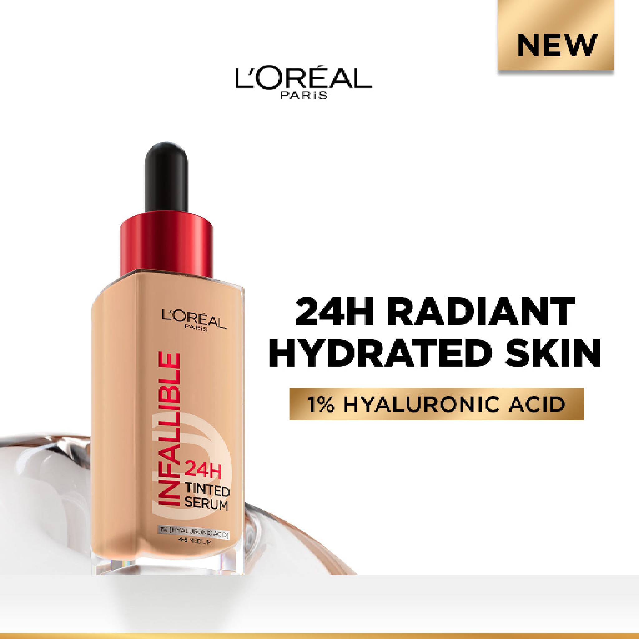 24H Tinted Serum with 1% Hyaluronic Acid for Radiant Hydrated Skin, Light to Medium Coverage