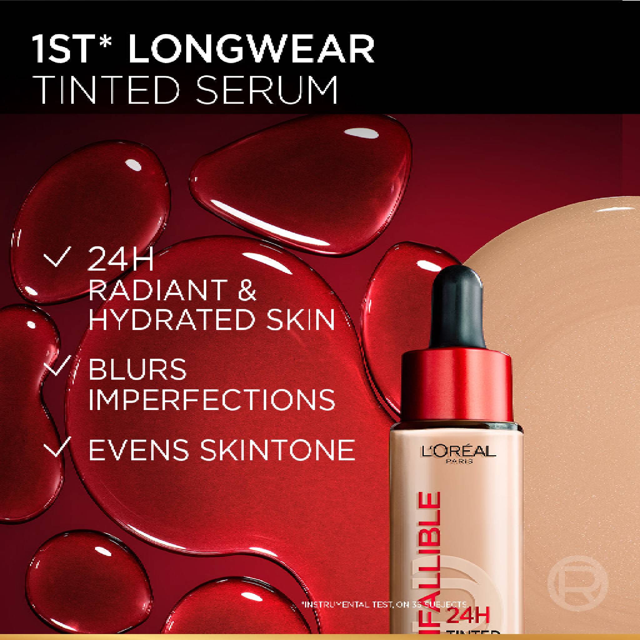 24H Tinted Serum with 1% Hyaluronic Acid for Radiant Hydrated Skin, Light to Medium Coverage