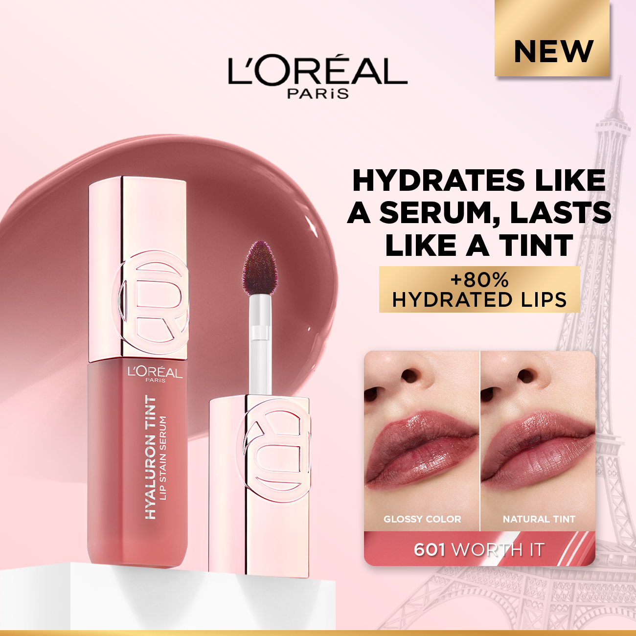 Loreal Hyaluron Tint Lip Stain Serum Long Lasting, Hydrating Lip Makeup Infused with Hyaluronic Acid Lebanon