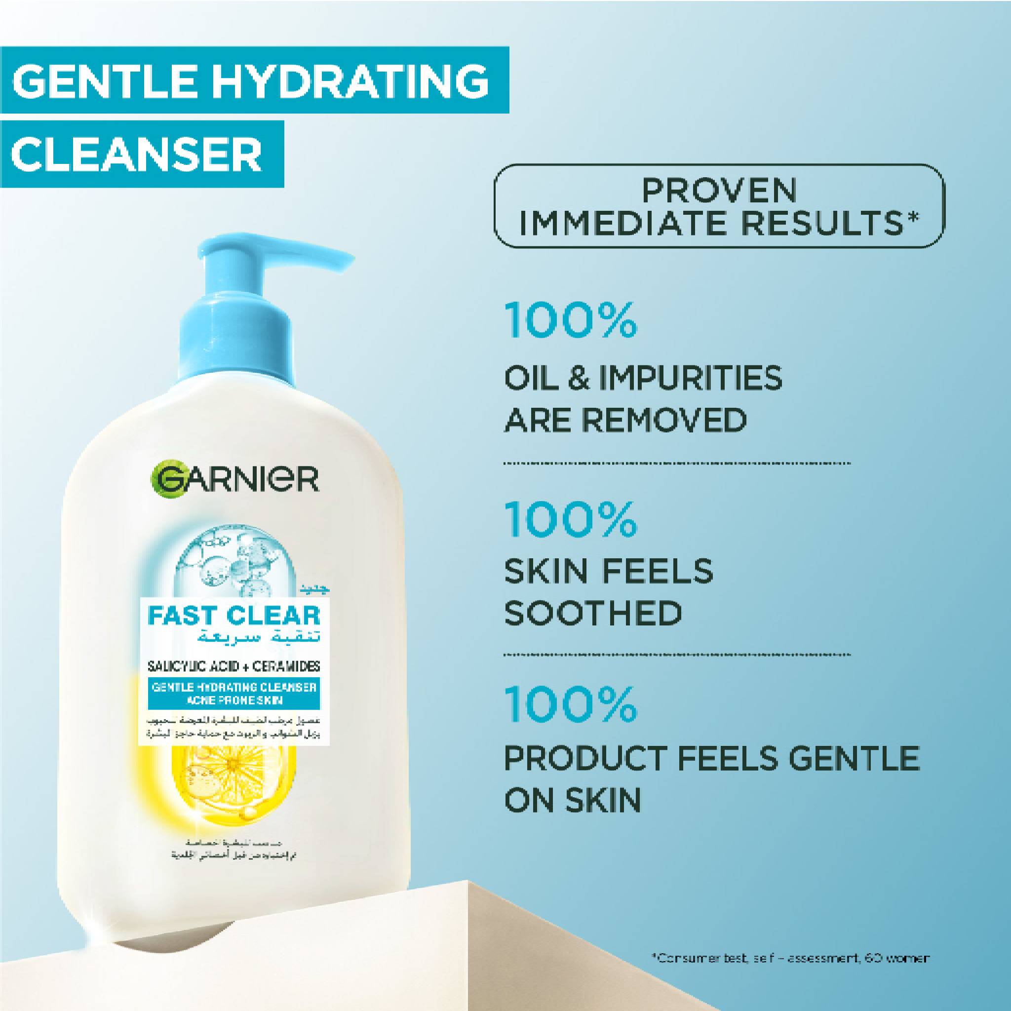 Fast Clear Gentle Cleanser Hydrating Face Wash for Acne Prone Skin