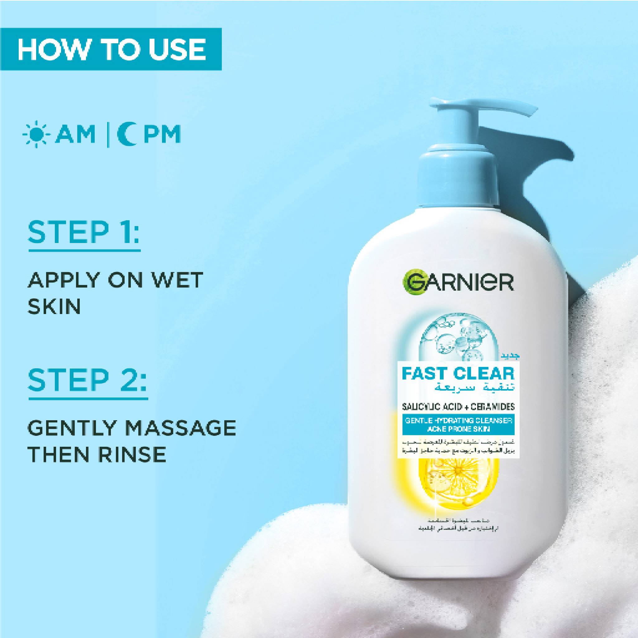 Fast Clear Gentle Cleanser Hydrating Face Wash for Acne Prone Skin