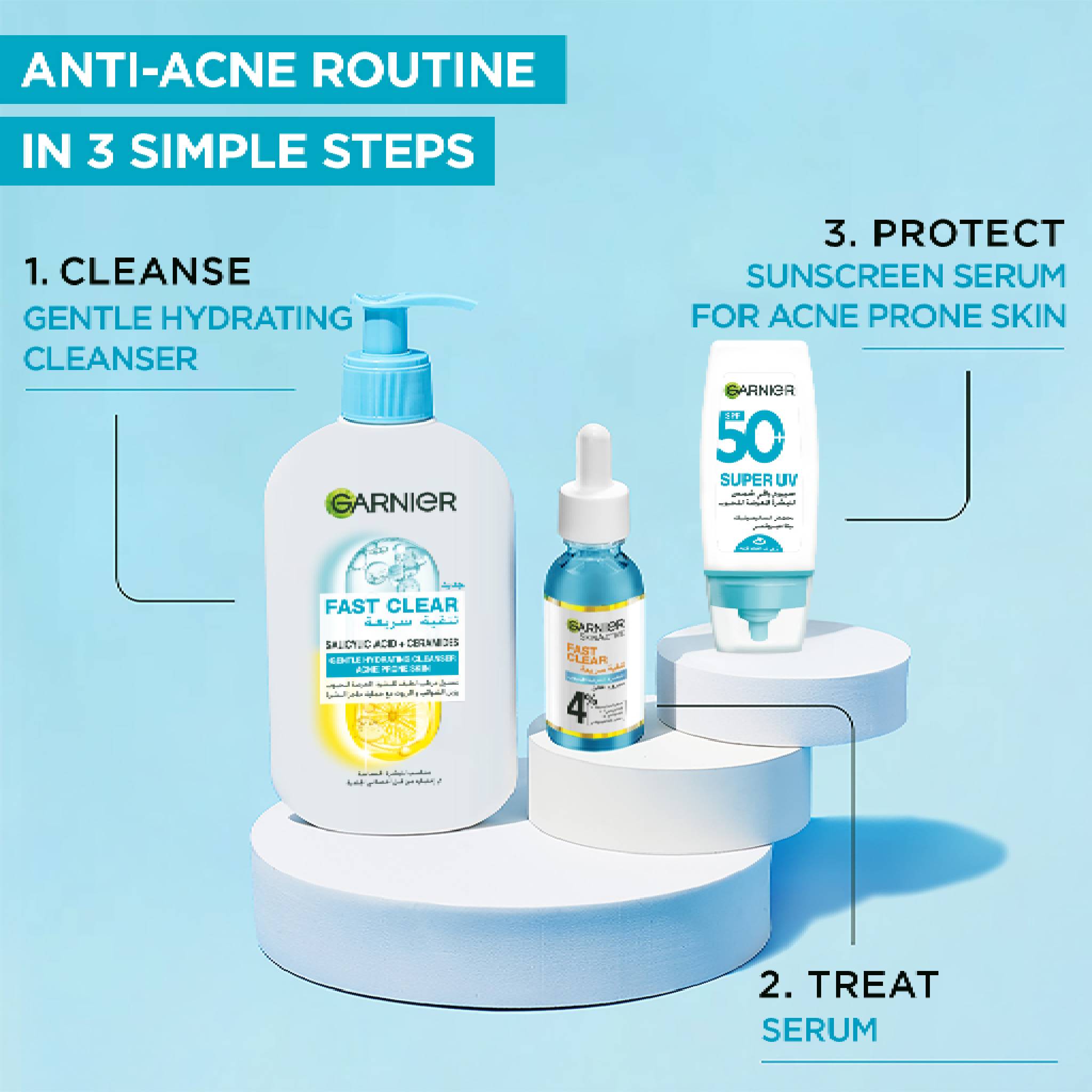 Fast Clear Gentle Cleanser Hydrating Face Wash for Acne Prone Skin