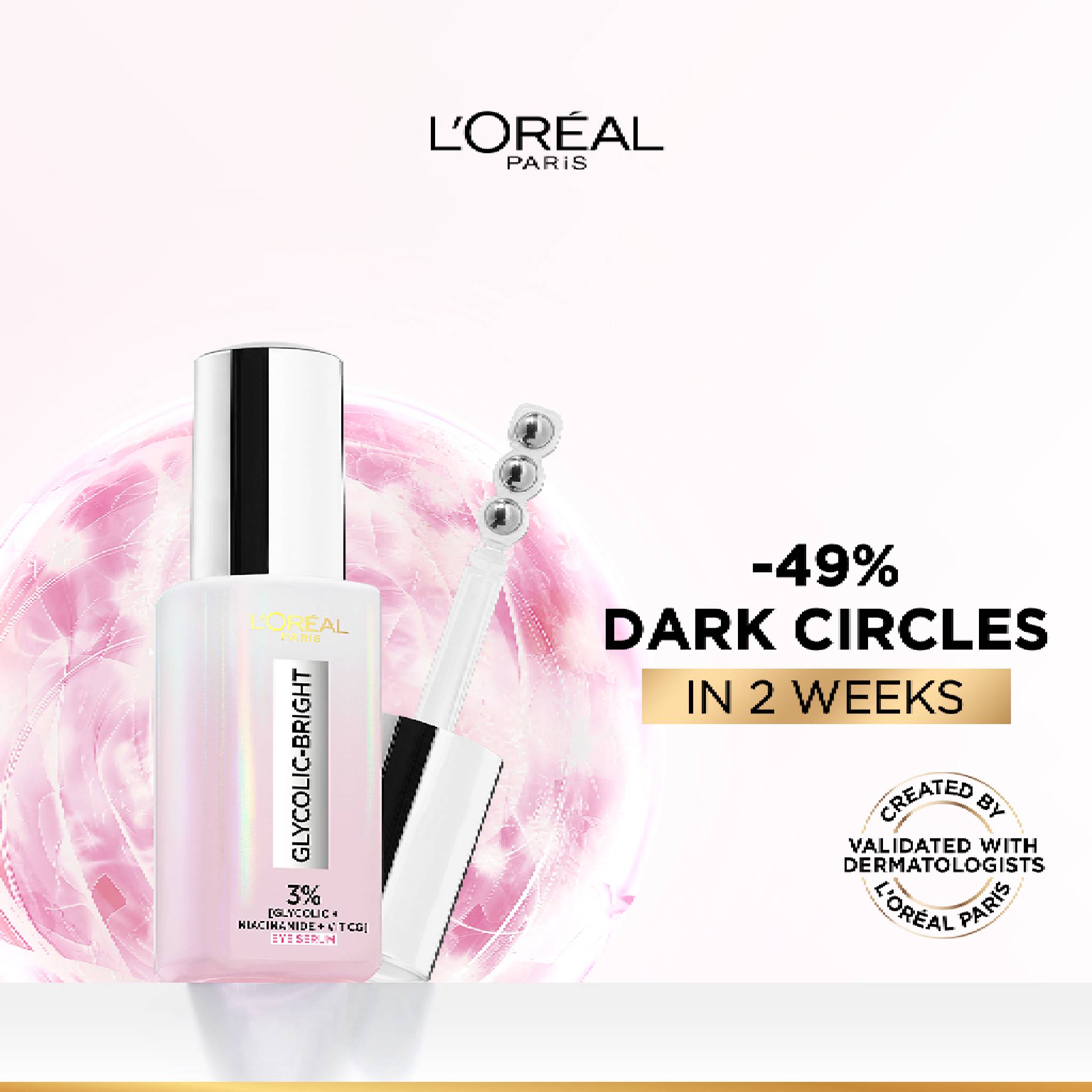 Glycolic [3% Glycolic Acid  + Vitamin CG + Niacinamide] Eye Serum For Dark ircles, Brighten Eyes