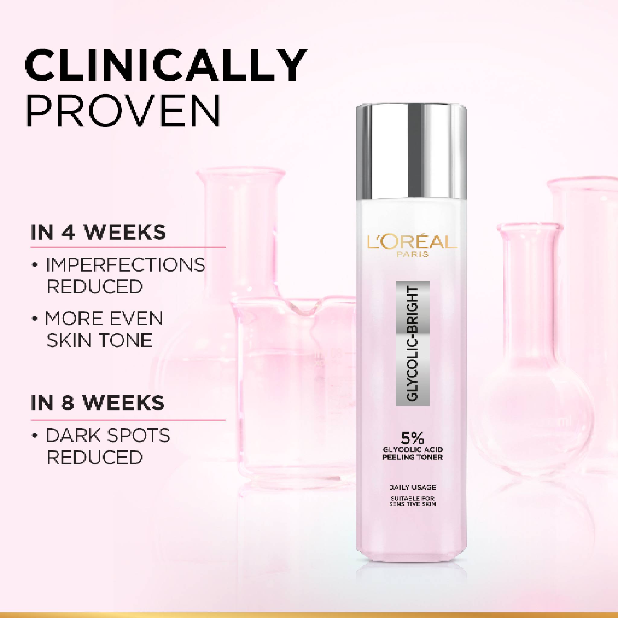 5% Glycolic Acid Peeling Toner for Instant Glowing Skin