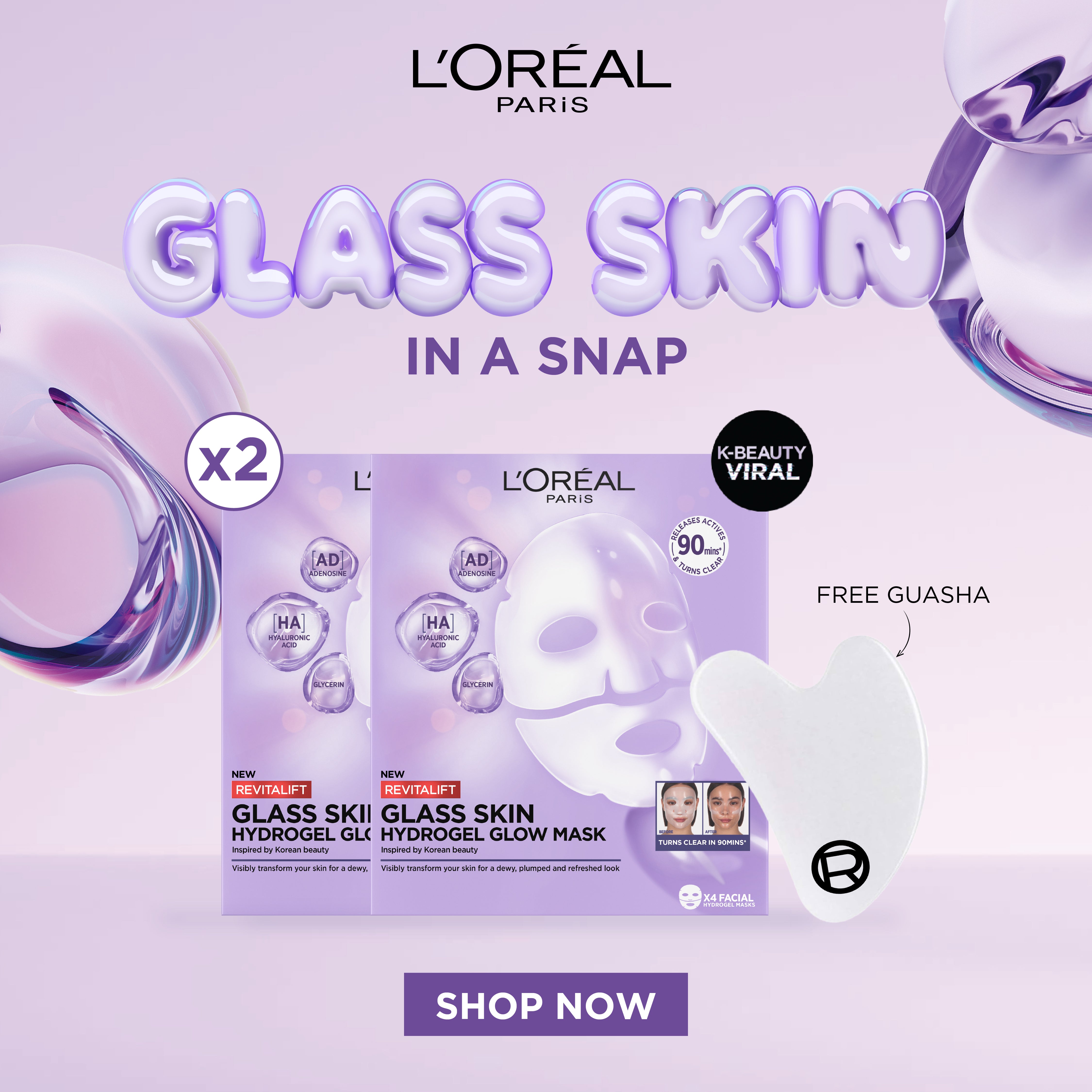 Revitalift Glass Skin Hydrogel Glow Mask Duo