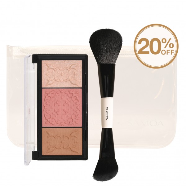 Blush & Glow Palette & Highlighter + Multi-Use Face Brush + Free Pouch -20%